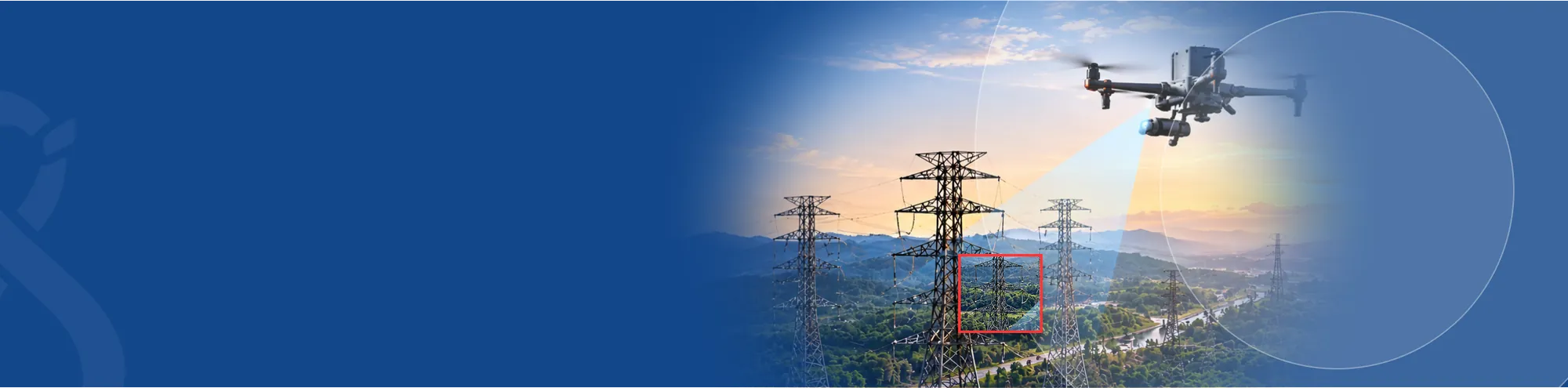 Drone inspecting transmission towers for GIS mapping